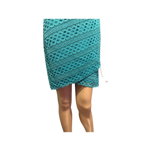 Jessica Howard Lace Short sleeve Tulip Hem Sheath Dress Turquoise Size 4P NWT - Picture 8 of 13